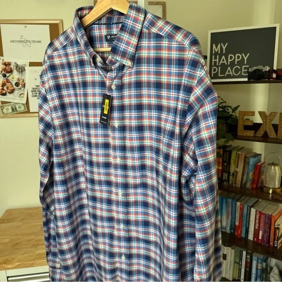 Cremieux Classics Mens XLT Button Up Long Sleeve Blue/white/red Plaid NWT - Picture 3 of 10